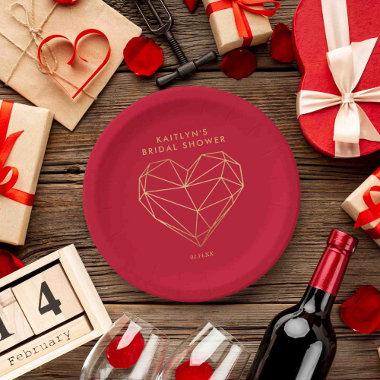 Geometric Heart Valentine's Day Bridal Shower Paper Plates
