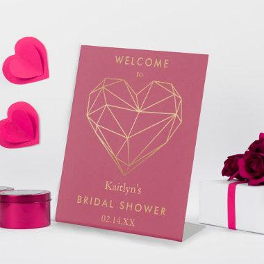 Geometric Heart Valentine's Day Bridal Shower Pedestal Sign