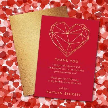 Geometric Heart Valentine's Day Bridal Shower Thank You Invitations