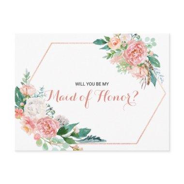 Geometric Pink Blush Spring Floral Maid of Honor Invitation Post
