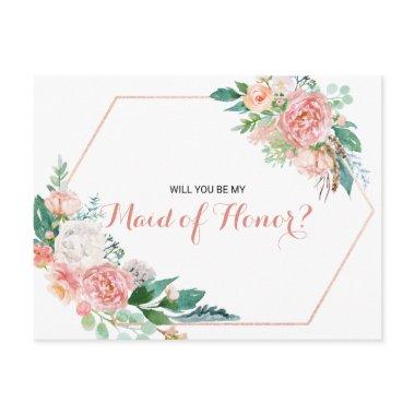 Geometric Pink Blush Spring Floral Maid of Honor Invitation PostInvitations