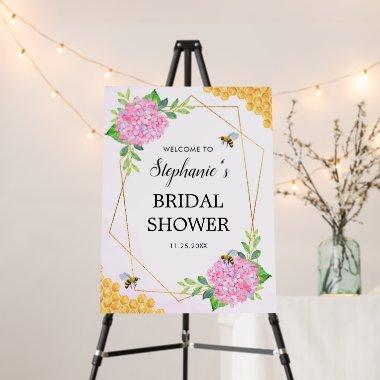 Geometric Pink Hydrangea Honey Bee Bridal Shower Foam Board