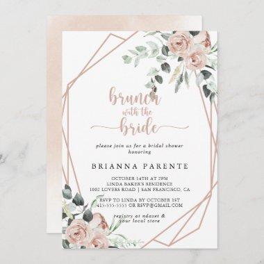 Geometric Pink Rose Brunch with the Bride Shower Invitations