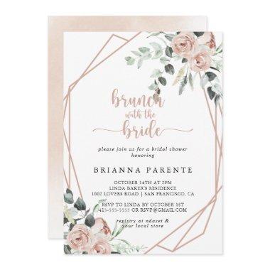 Geometric Pink Rose Brunch with the Bride Shower Invitations