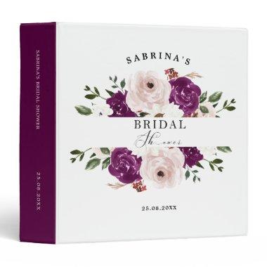Geometric Purple Blush Pink Floral Bridal Shower 3 Ring Binder