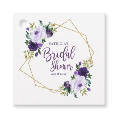 Geometric Purple Gold Floral  Favor Tags