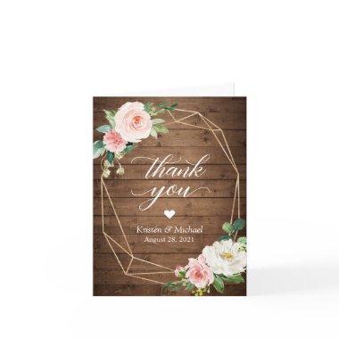 Geometric Rustic Country Floral Wedding Thank You