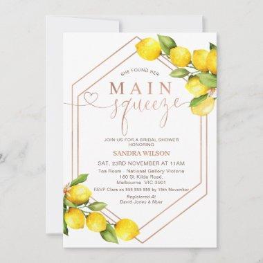 Geometric She Found Her Main Squeeze Bridal Shower Invitations