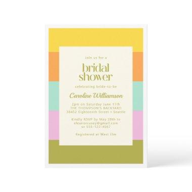 Geometric Stripes Bright Pastels Bridal Shower Invitations