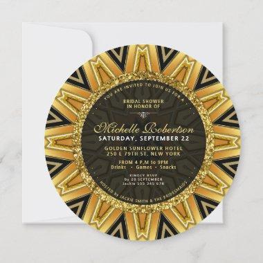 Geometric Sunflower Bridal Shower Circle Invites