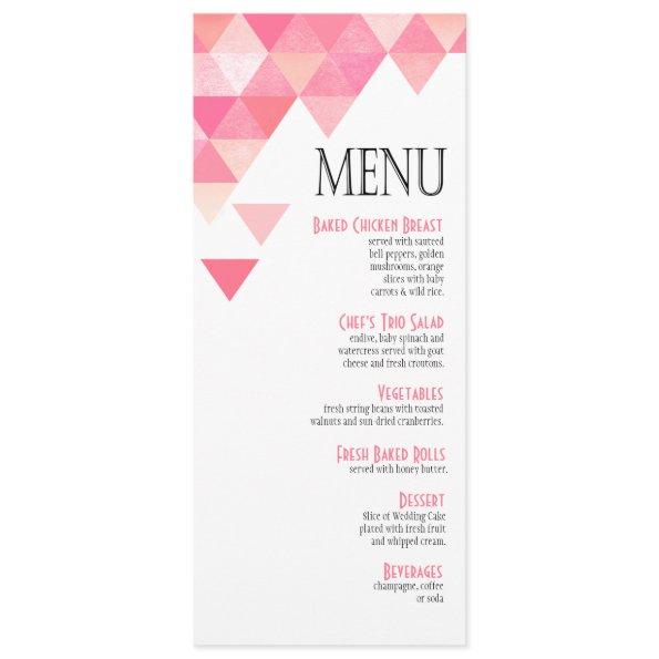 Geometric Triangles Dinner Menu | pink mauve