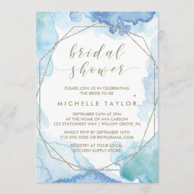Geometric Watercolor Bridal Shower Invitations