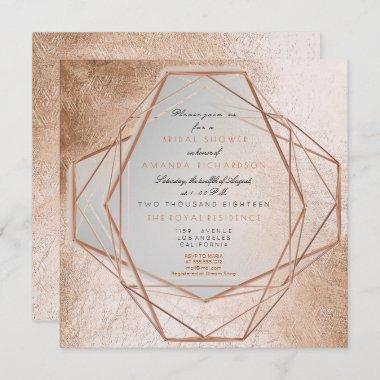 Geometry Cooper Bridal Shower Metallic Lines Invitations