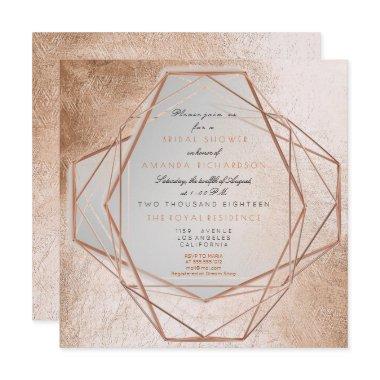 Geometry Cooper Bridal Shower Metallic Lines Invitations