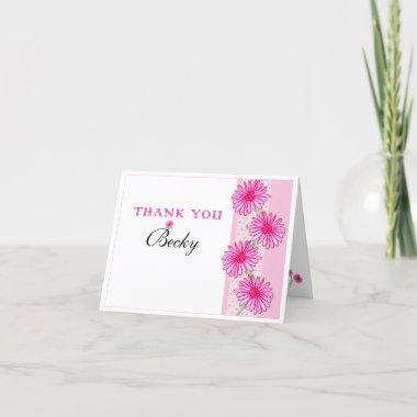 Gerber Daisy Pink Flower Bridal Shower Thank You