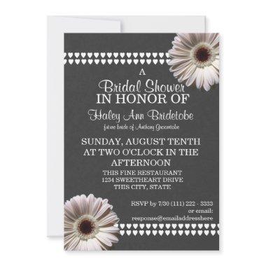 Gerbera Daisy and Slate Grey Bridal Shower Invitations