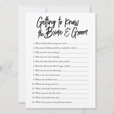 getting to know the bride and groom shower game Invitations