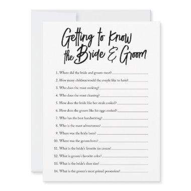 getting to know the bride and groom shower game Invitations