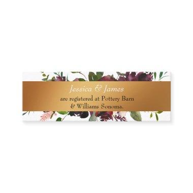 Gift Registry Burgundy Flowers Gold Enclosure