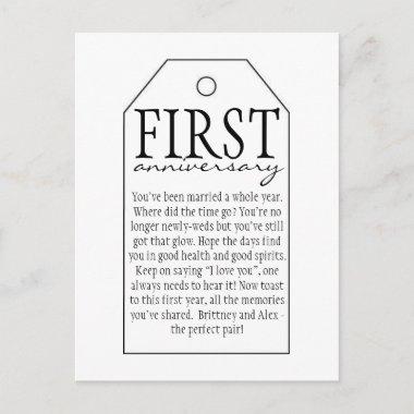 Gift Tag for Wine Bottle - First Anniversary PostInvitations
