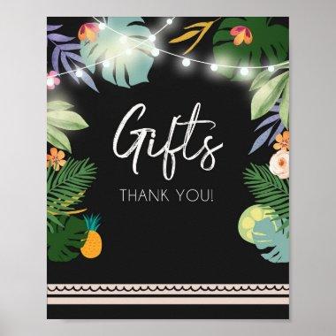Gifts Table Luau Tropical Birthday Shower Sign