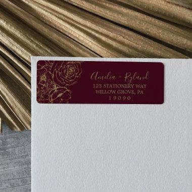 Gilded Floral | Burgundy Gold Return Address Label