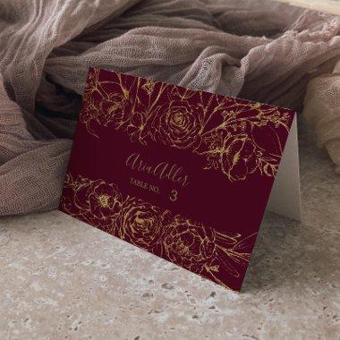 Gilded Floral Burgundy & Gold Wedding Place
