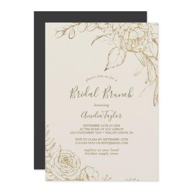 Gilded Floral | Cream and Gold Bridal Brunch Invitations