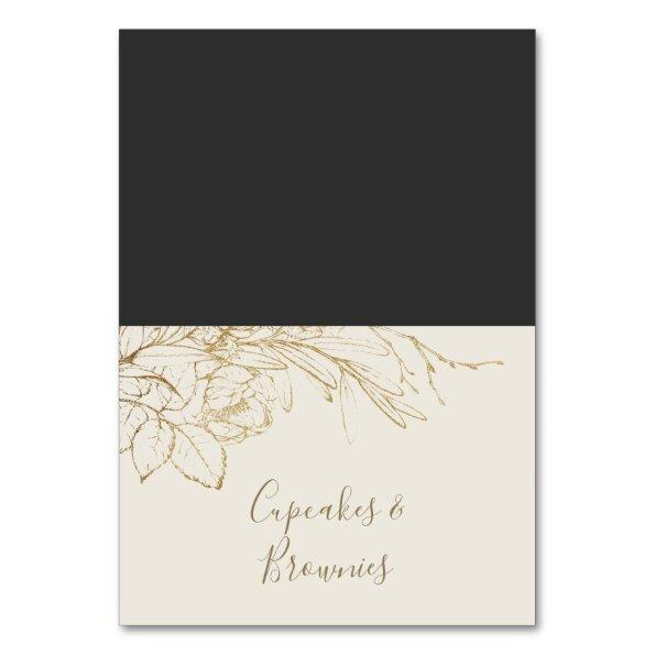Gilded Floral | Cream and Gold Buffet Food Labels Table Number