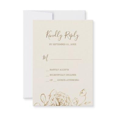 Gilded Floral | Cream and Gold Simple RSVP Card