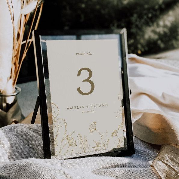 Gilded Floral | Cream and Gold Table Number