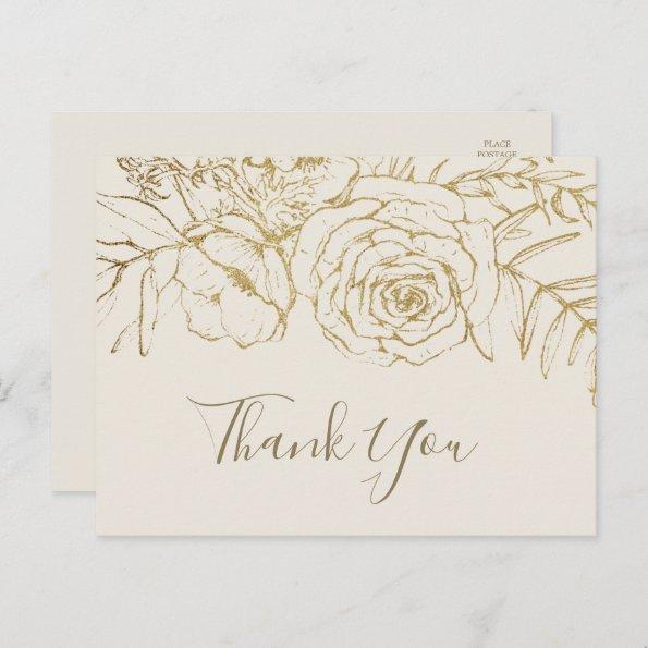 Gilded Floral | Cream and Gold Thank You PostInvitations