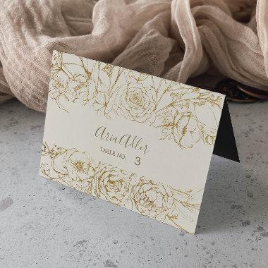 Gilded Floral | Cream and Gold Wedding Place Invitations
