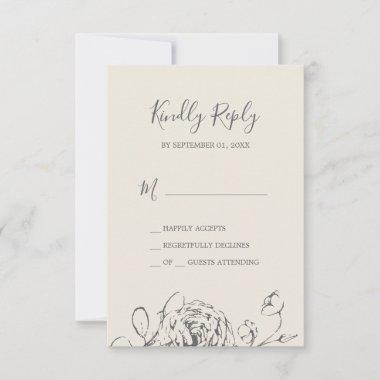 Gilded Floral | Cream and Gray Simple RSVP Card