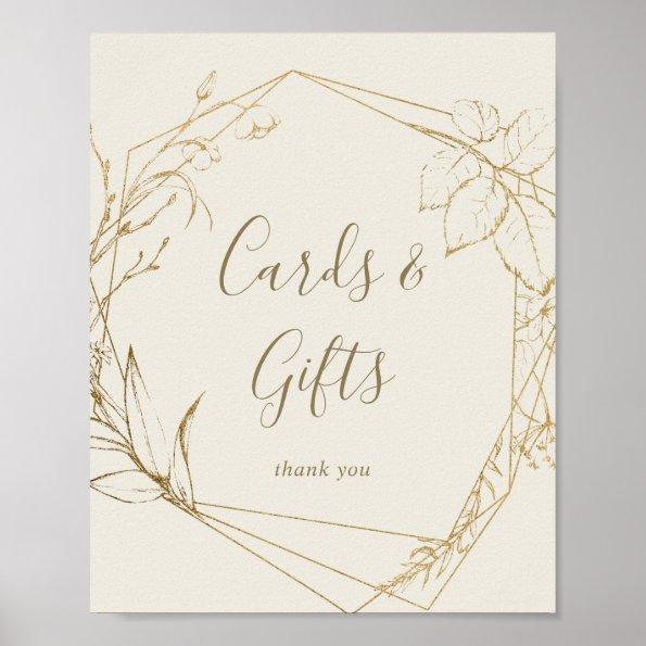 Gilded Floral Cream Geometric Invitations and Gifts Sign