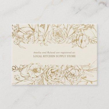 Gilded Floral | Cream & Gold Gift Registry Enclosure Invitations