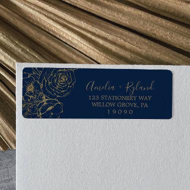 Gilded Floral | Navy & Gold Return Address Label