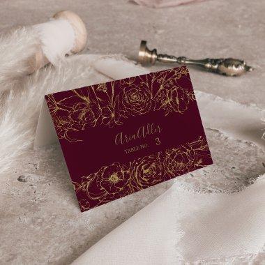 Gilded Floral Printable Burgundy Gold Place