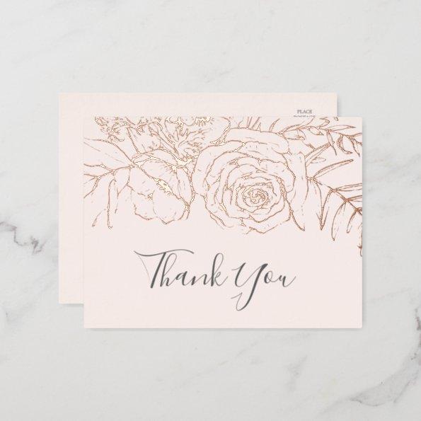 Gilded Floral | Rose Gold Foil and Pink Thank You Foil Invitation PostInvitations