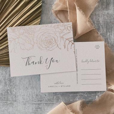Gilded Floral | Rose Gold Foil and Pink Thank You Foil Invitation PostInvitations