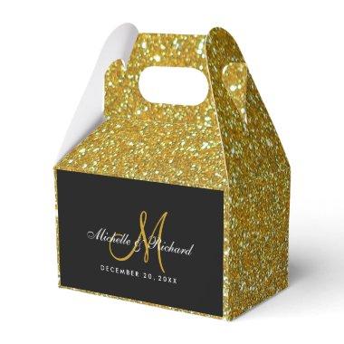 Gilly Gold Glitter Monogram Wedding Favor Box