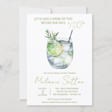 Gin & Tonic, Cocktail, Drinks, Bridal Shower Invitations
