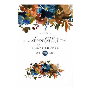 Ginger and Navy Floral Bridal Shower Poster