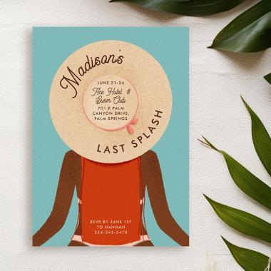 Ginger Black Girl Bachelorette Pool Party Invitations