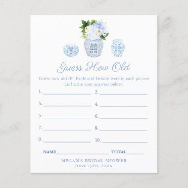 Ginger Jar Blue And White Bridal Shower Game Invitations