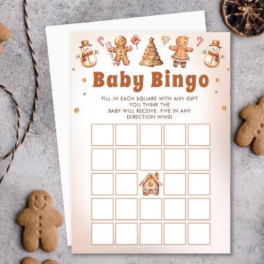 Gingerbread Christmas Baby Shower Bingo Game Invitations