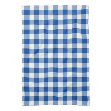 Gingham Pattern Kitchen Towel in Cobalt Blue