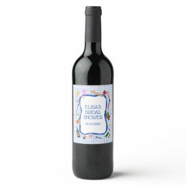 Gingham Picnic Modern Cute CUSTOM  Wine Label