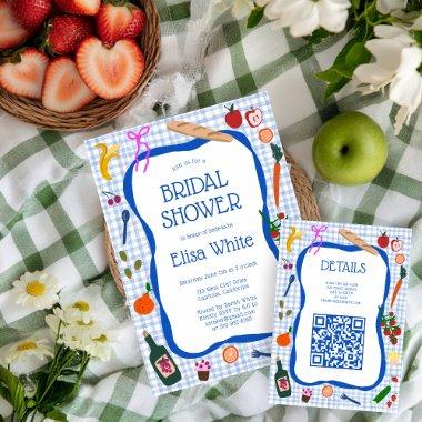 Gingham Picnic Modern Cute CUSTOM QR  Enclosure