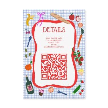 Gingham Picnic Modern Cute CUSTOM QR  Enclosure